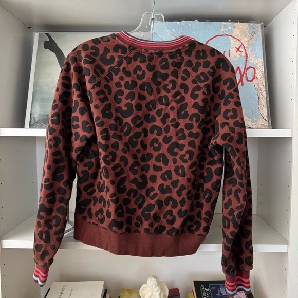 MARINE LAYER Anytime Leopard Striped Collar Pullover Sweatshirt - Picture 6 of 7